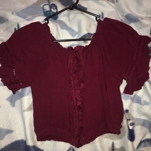 Off the shoulder maroon crop top❤️